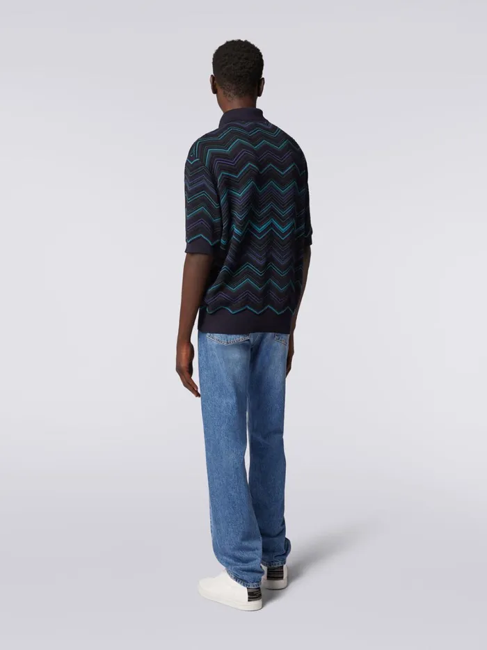 Cotton Blend Chevron ShortSleeved Polo Shirt Multicoloured Men Missoni Polos and Tshirts Cotton Blend Chevron ShortSleeved Polo Shirt Multicoloured Men Missoni Polos and Tshirts