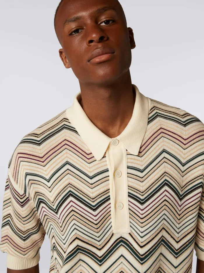 Cotton Blend Chevron ShortSleeved Polo Shirt Multicoloured Men Missoni Polos and Tshirts Cotton Blend Chevron ShortSleeved Polo Shirt Multicoloured Men Missoni Polos and Tshirts