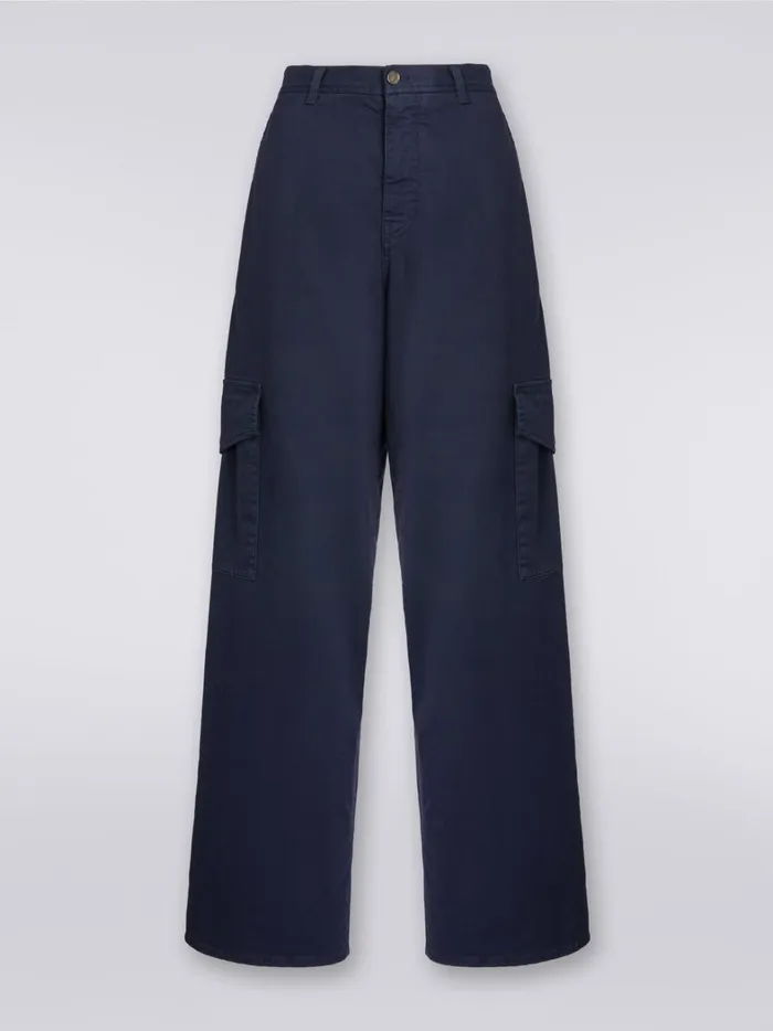 Cotton Cargo Trousers Dark Blue Women Missoni Trousers