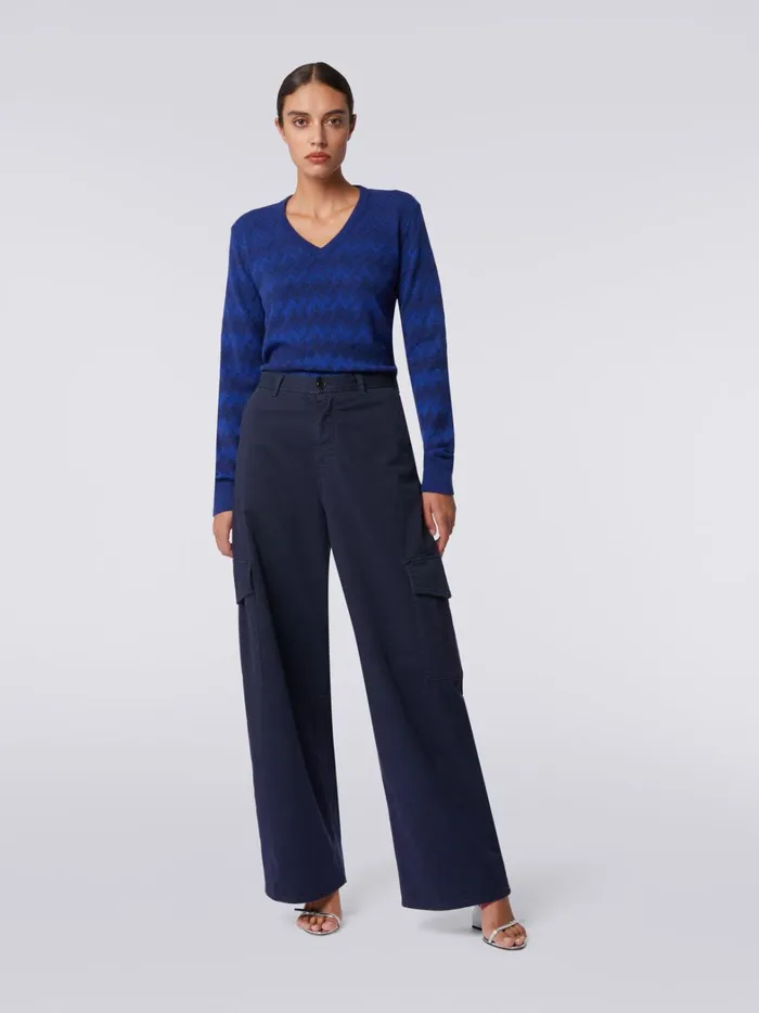 Cotton Cargo Trousers Dark Blue Women Missoni Trousers Cotton Cargo Trousers Dark Blue Women Missoni Trousers