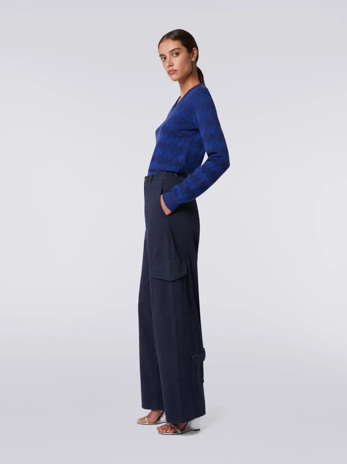 Cotton Cargo Trousers Dark Blue Women Missoni Trousers Cotton Cargo Trousers Dark Blue Women Missoni Trousers