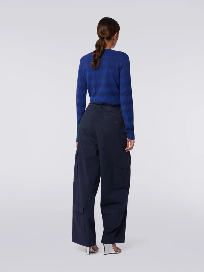 Cotton Cargo Trousers Dark Blue Women Missoni Trousers Cotton Cargo Trousers Dark Blue Women Missoni Trousers
