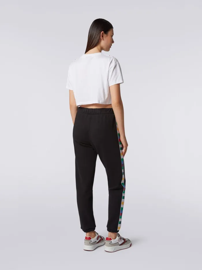 Cotton Crop Top With Legacy Logo Print And Embroidery White and Multicoloured Heritage Women Missoni Sport