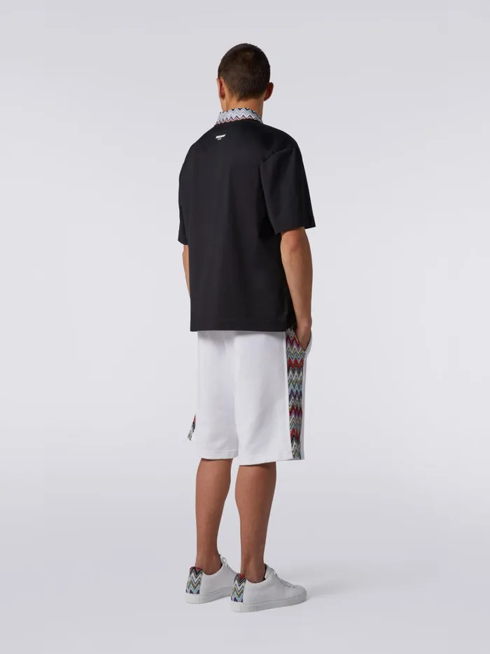 Cotton Polo Shirt With Dgrad Chevron Pattern Black Men Missoni Polos and Tshirts