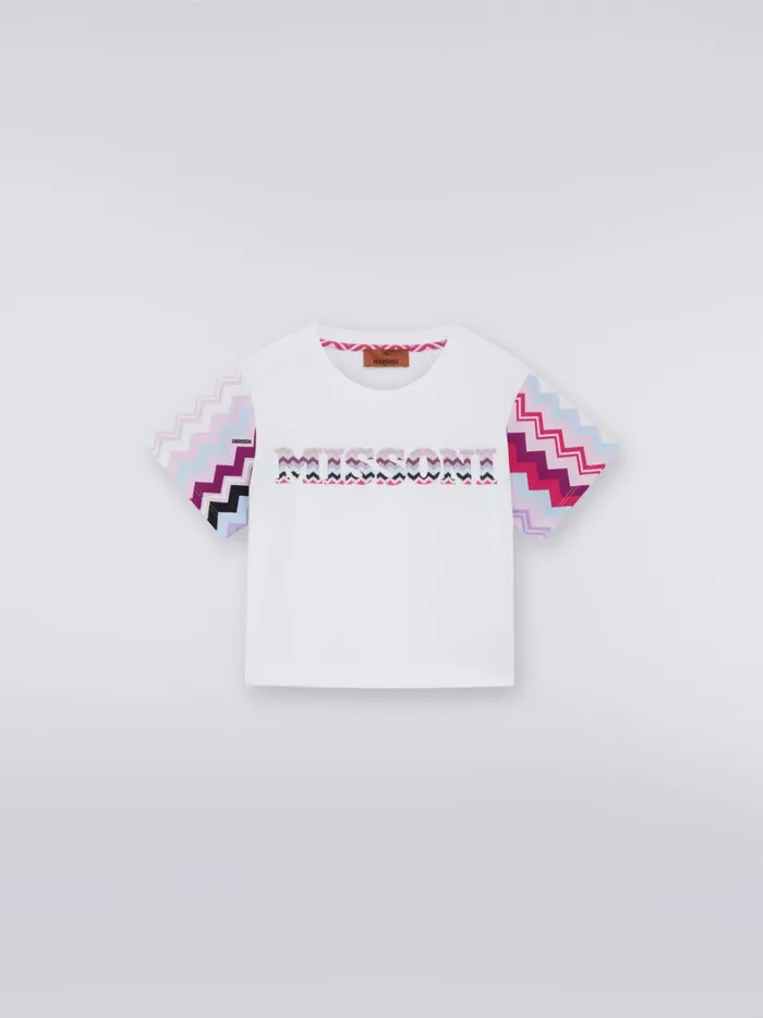 Cotton TShirt With Inserts And Zigzag Logo Multicoloured Kids Missoni Clothing