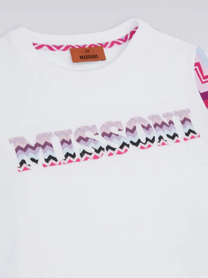 Cotton TShirt With Inserts And Zigzag Logo Multicoloured Kids Missoni Clothing Cotton TShirt With Inserts And Zigzag Logo Multicoloured Kids Missoni Clothing