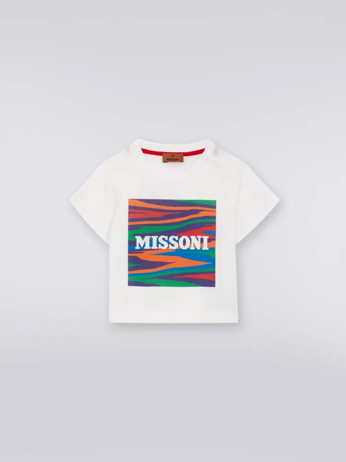 Cotton TShirt With Slub Print And Logo White Kids Missoni Baby 024 Months
