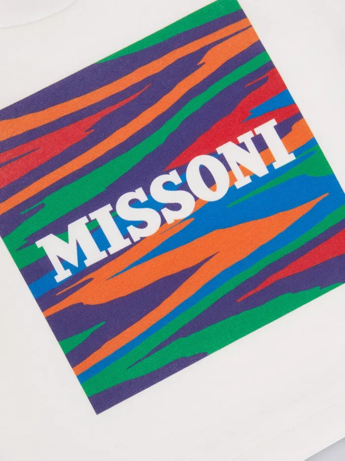 Cotton TShirt With Slub Print And Logo White Kids Missoni Baby 024 Months Cotton TShirt With Slub Print And Logo White Kids Missoni Baby 024 Months