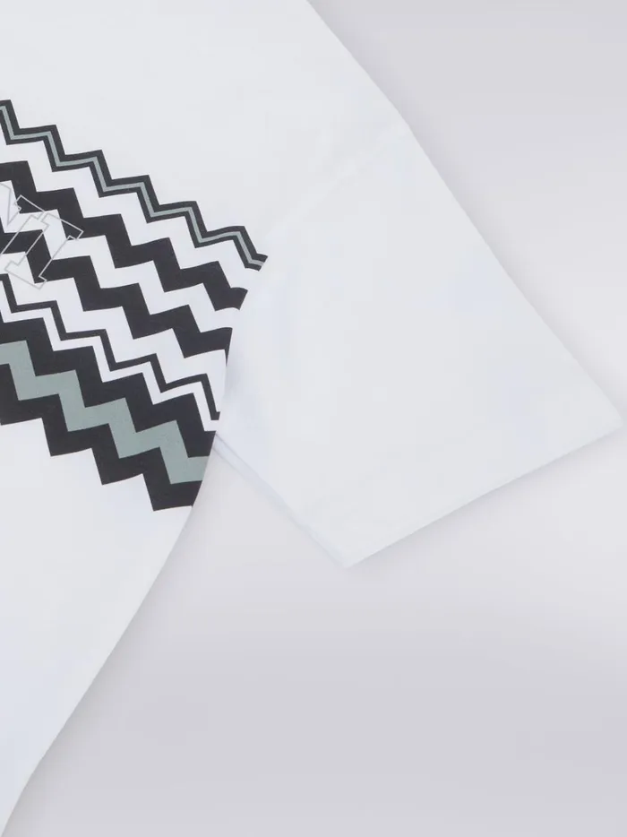 Cotton TShirt With Zigzag And Logo Black and White Kids Missoni Clothing Cotton TShirt With Zigzag And Logo Black and White Kids Missoni Clothing