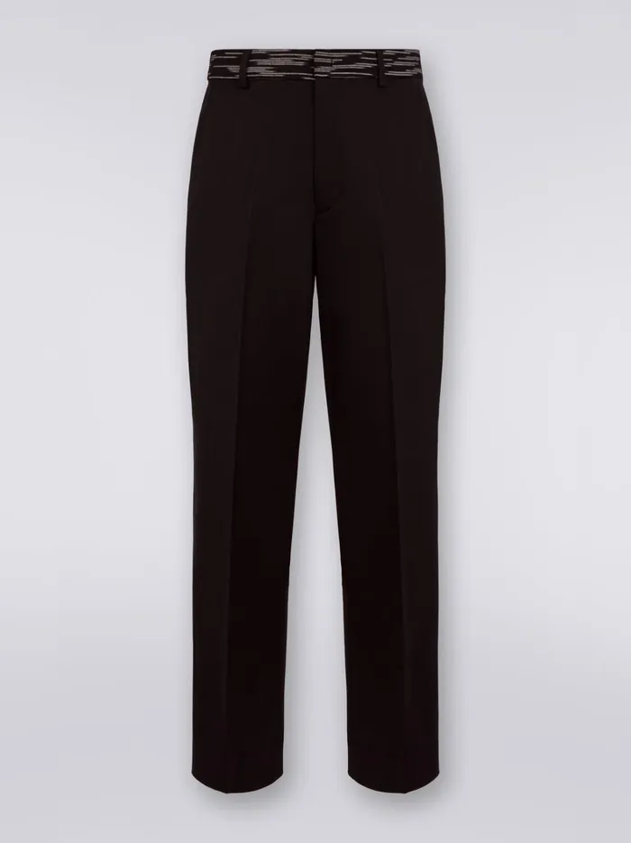 Cotton Trousers With Slub Inserts Black and White Men Missoni Trousers