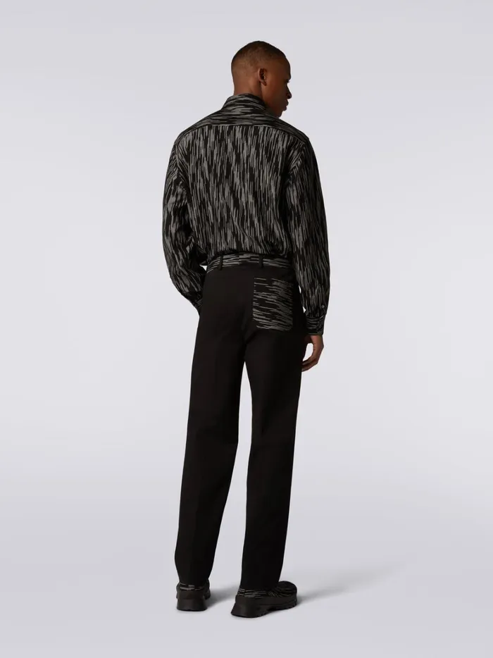 Cotton Trousers With Slub Inserts Black and White Men Missoni Trousers Cotton Trousers With Slub Inserts Black and White Men Missoni Trousers
