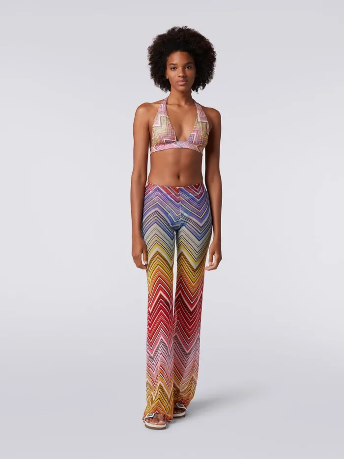 Cover Up Trousers In Zigzag Print Tulle Multicoloured Women Missoni Beachwear