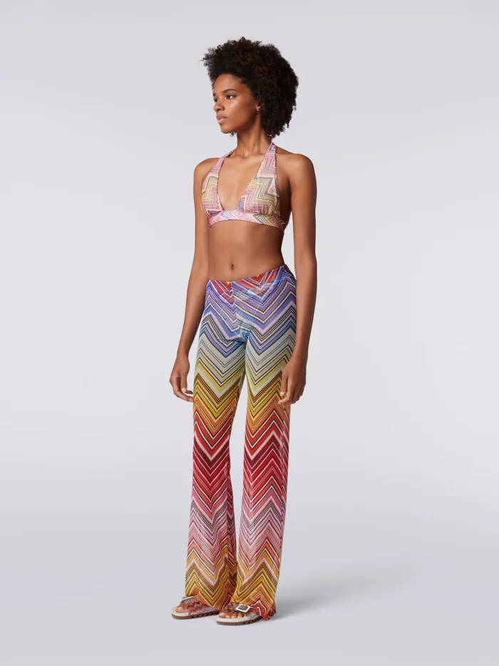 Cover Up Trousers In Zigzag Print Tulle Multicoloured Women Missoni Beachwear