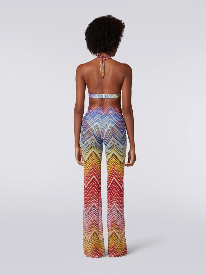 Cover Up Trousers In Zigzag Print Tulle Multicoloured Women Missoni Beachwear