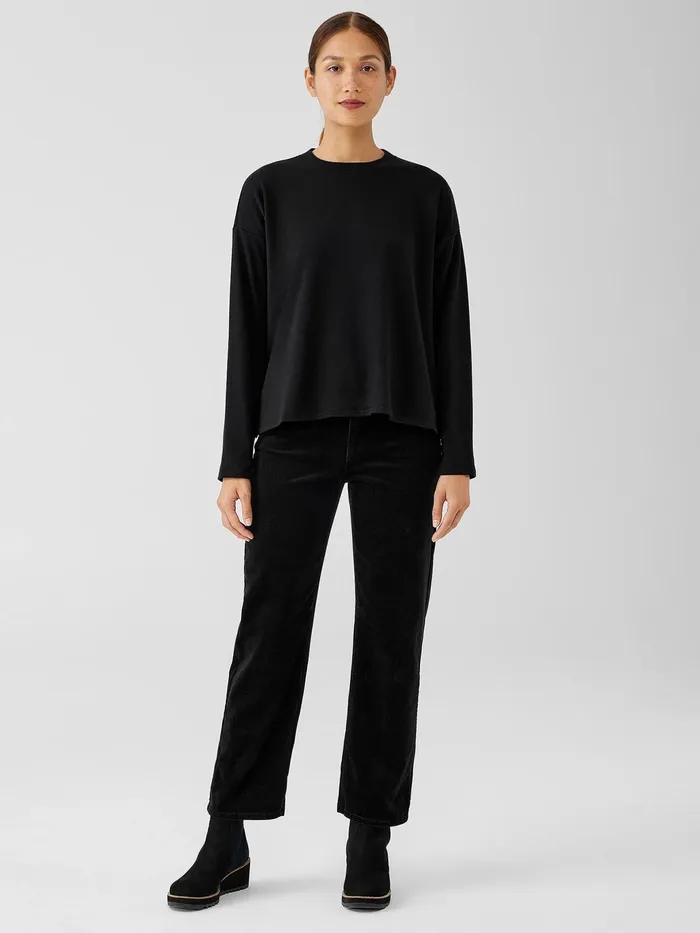 Cozy Brushed Terry Hug BoxTop Black Women Eileen Fisher Tops and Tees