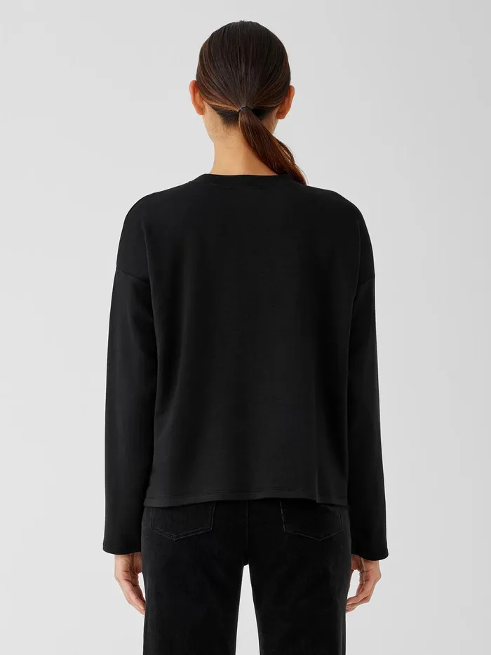 Cozy Brushed Terry Hug BoxTop Black Women Eileen Fisher Tops and Tees
