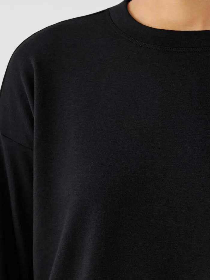 Cozy Brushed Terry Hug BoxTop Black Women Eileen Fisher Tops and Tees