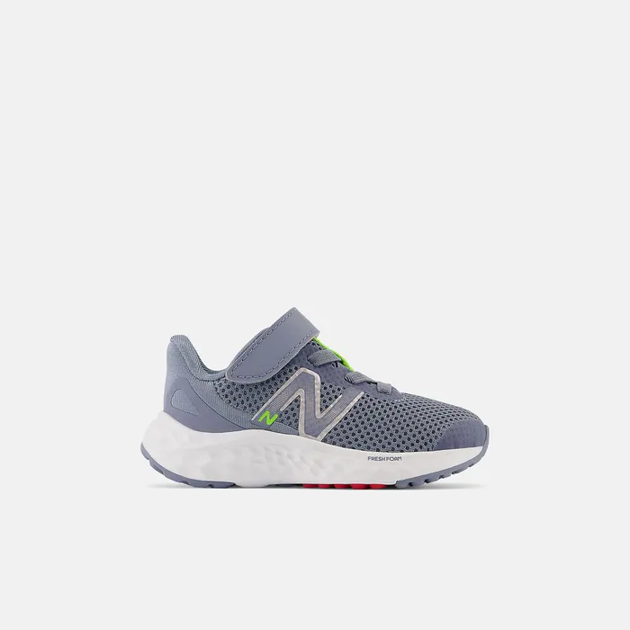Crib and Toddlers Size 0 8211 10 Kids Newbalance Fresh Foam Arishi V4 Bungee Lace With Top Strap Arctic Grey With Pixel Green And True Red Crib and Toddlers Size 0 8211 10 Kids Newbalance Fresh Foam Arishi V4 Bungee Lace With Top Strap Arctic Grey With Pixel Green And True Red