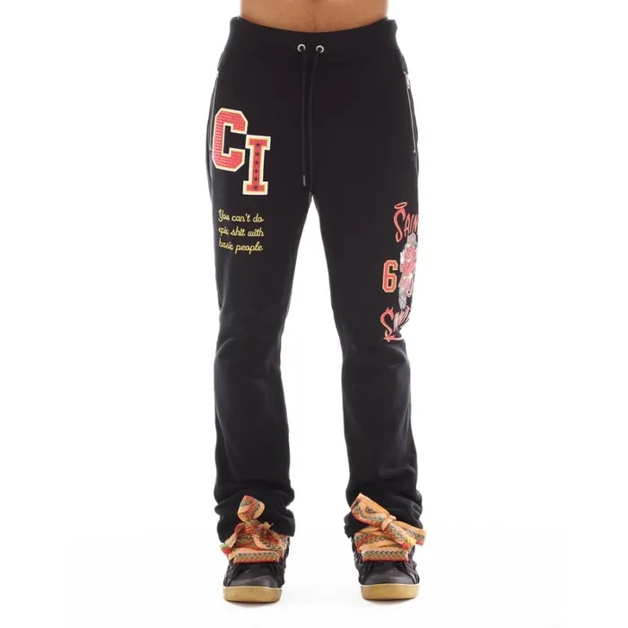 Cult Of Individuality HIPSTER SWEATPANTS 034VARSITY034 IN BLACK Black Apparel SWEATSHIRTS and SWEATPANTS Cult Of Individuality HIPSTER SWEATPANTS 034VARSITY034 IN BLACK Black Apparel SWEATSHIRTS and SWEATPANTS