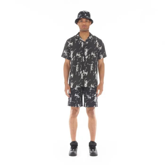 Cult Of Individuality LUCKY BASTARD ELASTIC WAIST SWIMSUIT IN SKELETON Black Apparel SHORTS Cult Of Individuality LUCKY BASTARD ELASTIC WAIST SWIMSUIT IN SKELETON Black Apparel SHORTS