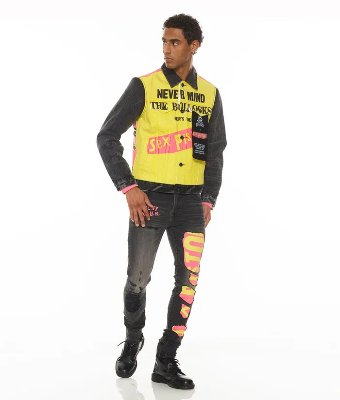 Cult Of Individuality PUNK SUPER SKINNY 034SEX PISTOLS034 IN BOLLOCKS Black Denim PUNK SUPER SKINNY