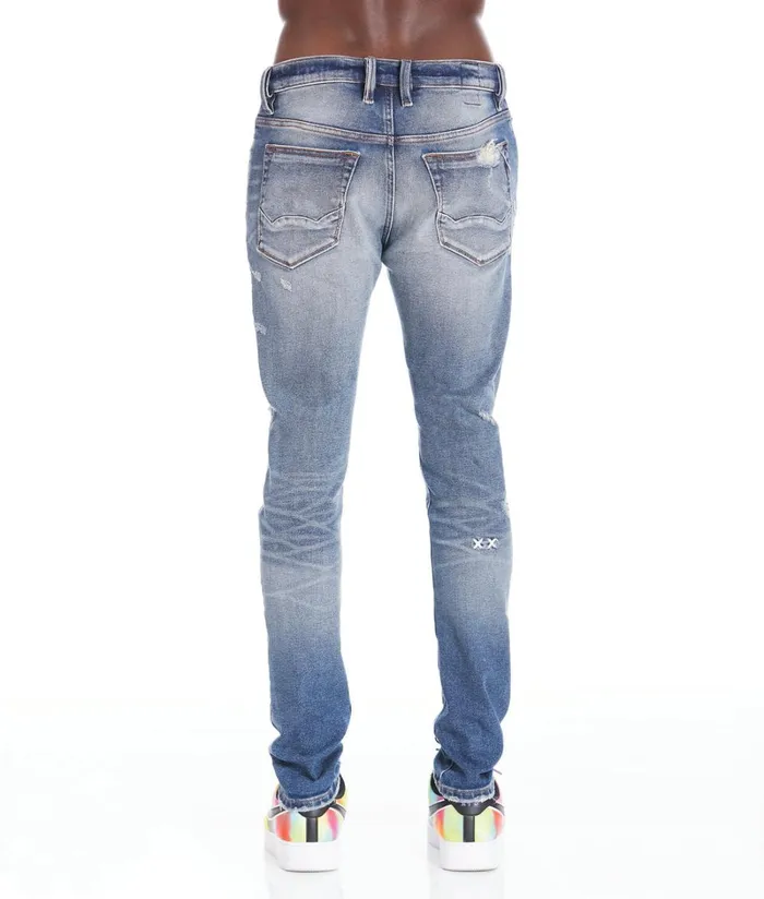 Cult Of Individuality PUNK SUPER SKINNY STRETCH IN STOKE Blue Denim PUNK SUPER SKINNY