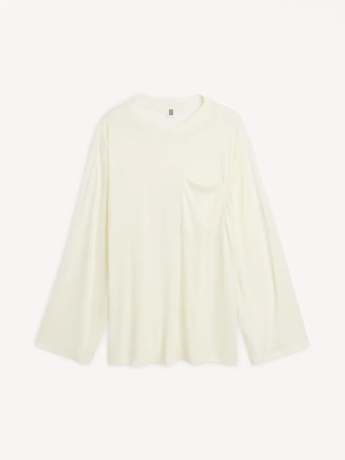 Dame Toppe By Malene Birger Fayeh Langrmet TShirt Soft White