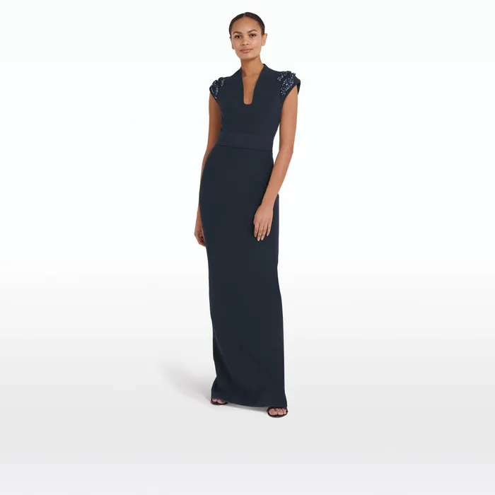 Dana Midnight Navy Long Dress Women Safiyaa Dresses
