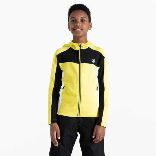 Dare 2b Midlayers Thriving Hooded Core Stretch Midlayer Black Yellow 8211 Kids