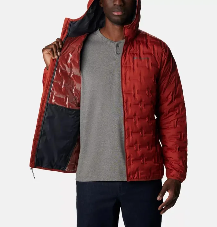 Delta Ridge Down Hooded Jacket Warp Red Mens Columbia Sportswear Insulated and Down Delta Ridge Down Hooded Jacket Warp Red Mens Columbia Sportswear Insulated and Down