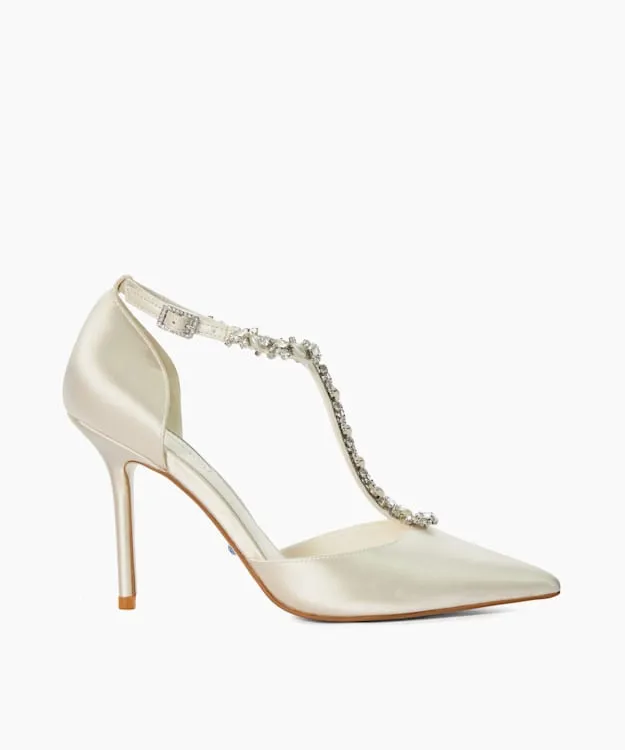 Devotional Ivory Diamante Embellished TBar Wedding Shoes Dune London White Women Dune London Heels Devotional Ivory Diamante Embellished TBar Wedding Shoes Dune London White Women Dune London Heels