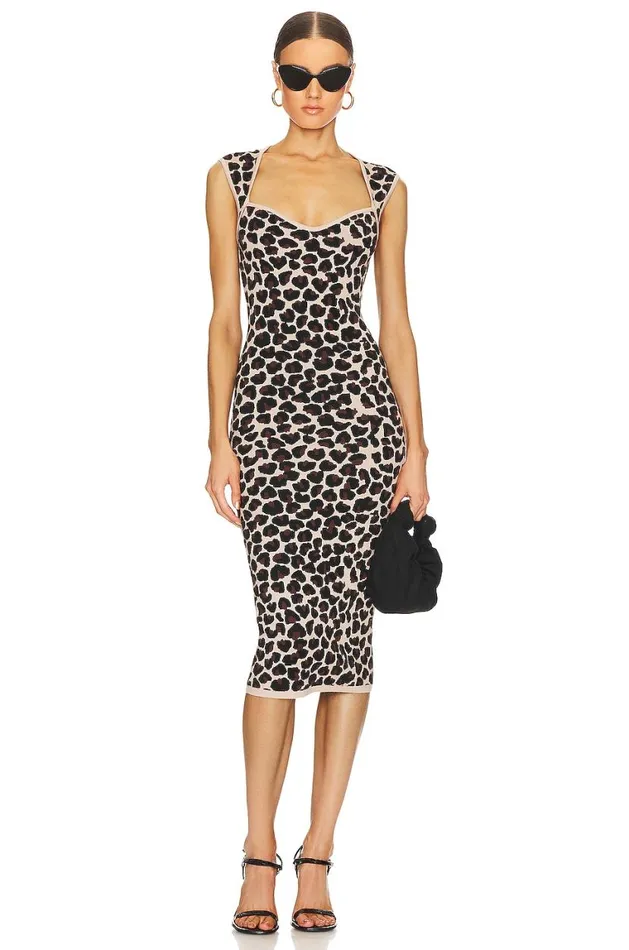 Dresses Women Lovers and Friends Seanna Leopard Midi Dress Brown Multi