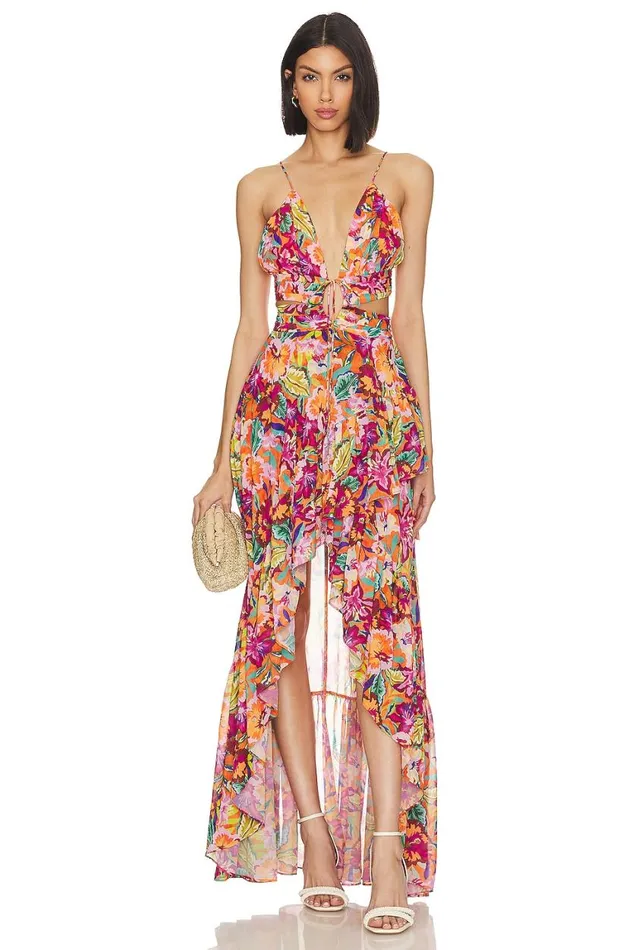 Dresses Women Lovers and Friends X Jetset Christina Fabi Gown Orange Multi