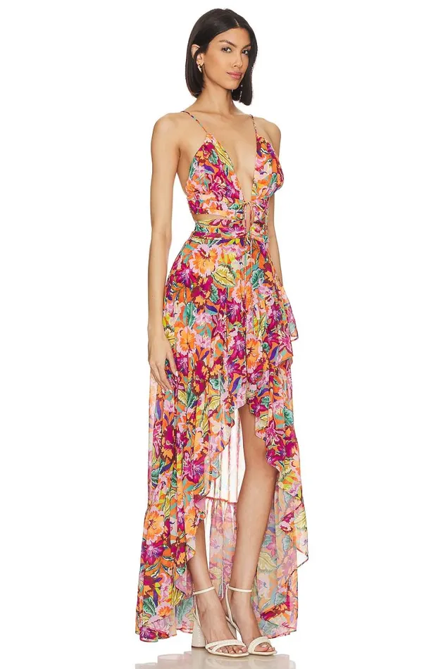 Dresses Women Lovers and Friends X Jetset Christina Fabi Gown Orange Multi