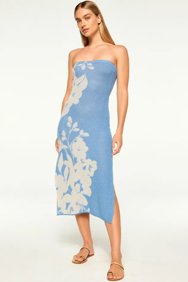 Dresses Women MISA Los Angeles MATTI DRESS Blue Hibiscus Flora