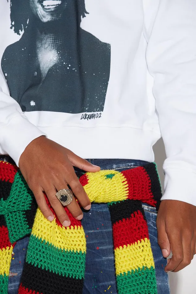 Dsquared2 Bob Marley Cool Sweatshirt WHITE Men Sweatshirts Dsquared2 Bob Marley Cool Sweatshirt WHITE Men Sweatshirts