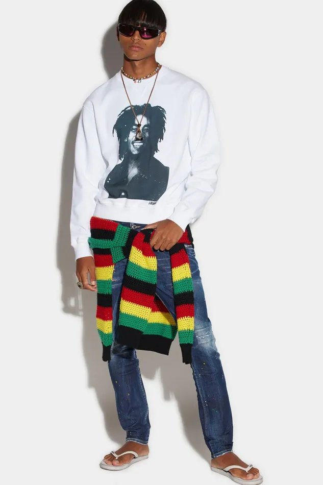 Dsquared2 Bob Marley Cool Sweatshirt WHITE Men Sweatshirts Dsquared2 Bob Marley Cool Sweatshirt WHITE Men Sweatshirts