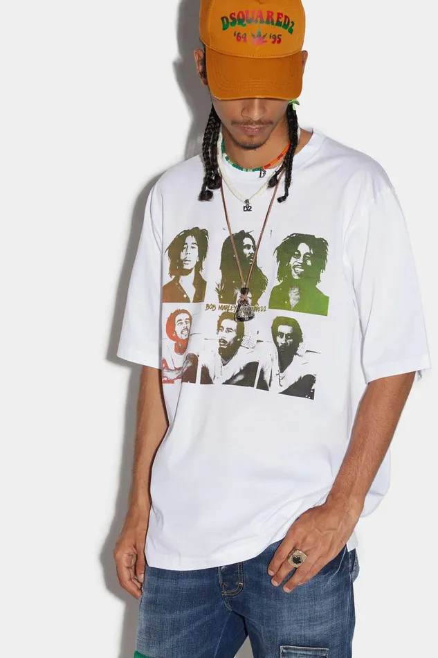Dsquared2 Bob Marley Postcards Skater Tshirt WHITE Men TShirt and Polo