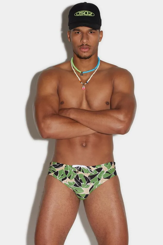 Dsquared2 Botanic Goth Swim Brief Green Men Beachwear