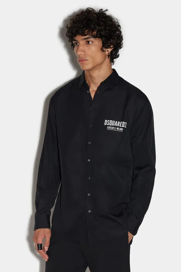Dsquared2 Ceresio 9 Dropped Shoulder Shirt BLACK Men Shirts Dsquared2 Ceresio 9 Dropped Shoulder Shirt BLACK Men Shirts