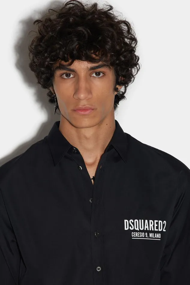 Dsquared2 Ceresio 9 Dropped Shoulder Shirt BLACK Men Shirts Dsquared2 Ceresio 9 Dropped Shoulder Shirt BLACK Men Shirts