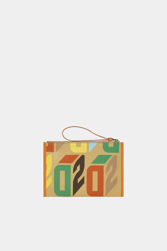Dsquared2 D2 Monogram Pouch YELLOW Women Small Leather Goods Dsquared2 D2 Monogram Pouch YELLOW Women Small Leather Goods
