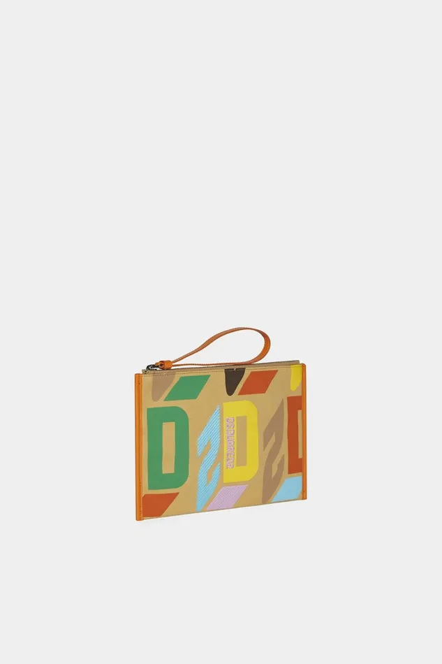 Dsquared2 D2 Monogram Pouch YELLOW Women Small Leather Goods Dsquared2 D2 Monogram Pouch YELLOW Women Small Leather Goods