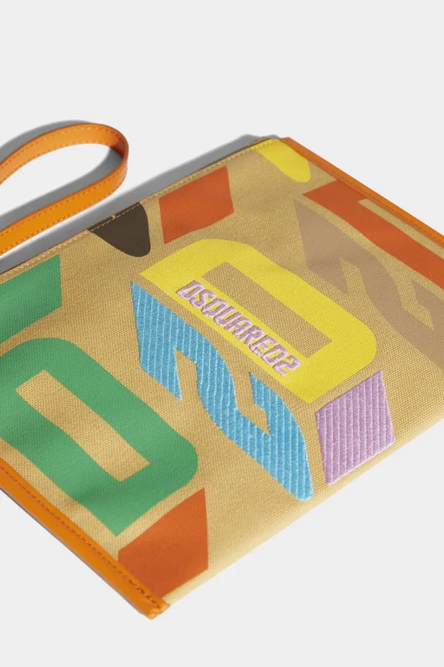 Dsquared2 D2 Monogram Pouch YELLOW Women Small Leather Goods Dsquared2 D2 Monogram Pouch YELLOW Women Small Leather Goods