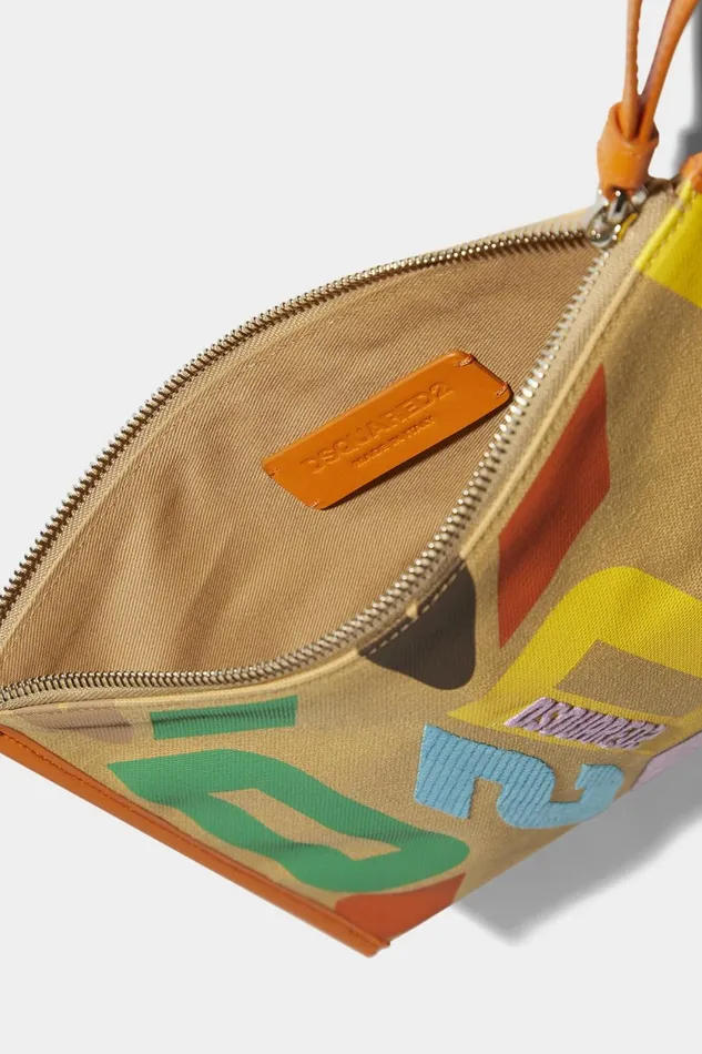 Dsquared2 D2 Monogram Pouch YELLOW Women Small Leather Goods Dsquared2 D2 Monogram Pouch YELLOW Women Small Leather Goods