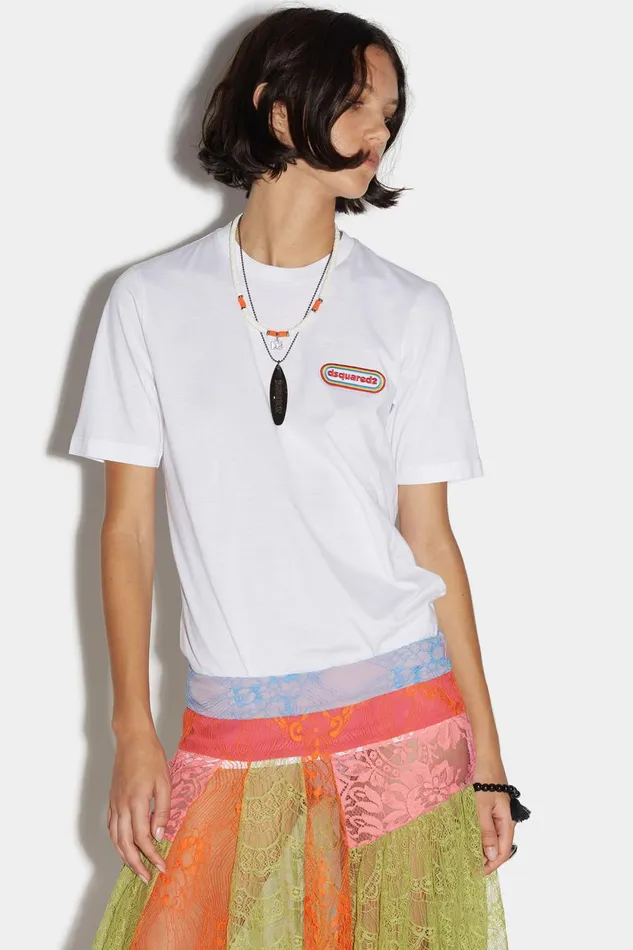 Dsquared2 D2 Round Renny Tshirt WHITE Women Tops and Tshirts