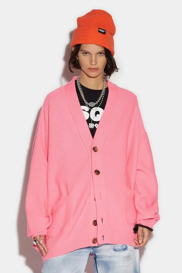 Dsquared2 D2Statement Cardigan YELLOW Women Knitwear Dsquared2 D2Statement Cardigan YELLOW Women Knitwear