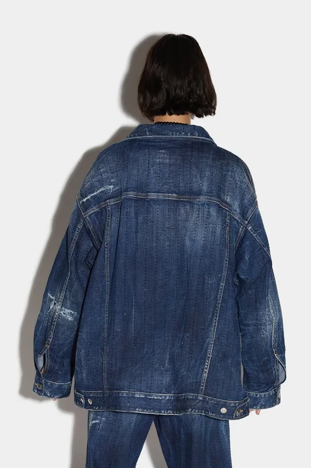 Dsquared2 Dark Sparkle Wash Sparkle Over Jacket BLUE Women Coats and Outerwear Dsquared2 Dark Sparkle Wash Sparkle Over Jacket BLUE Women Coats and Outerwear