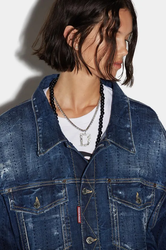 Dsquared2 Dark Sparkle Wash Sparkle Over Jacket BLUE Women Coats and Outerwear Dsquared2 Dark Sparkle Wash Sparkle Over Jacket BLUE Women Coats and Outerwear