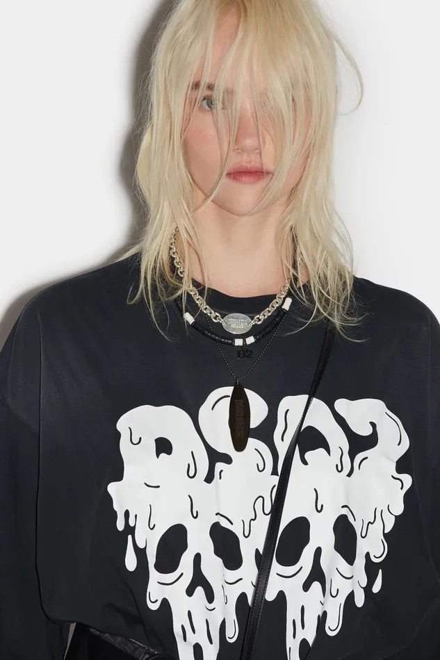 Dsquared2 Dsq2 Gothic Skull Precius BLACK Women Tops and Tshirts Dsquared2 Dsq2 Gothic Skull Precius BLACK Women Tops and Tshirts